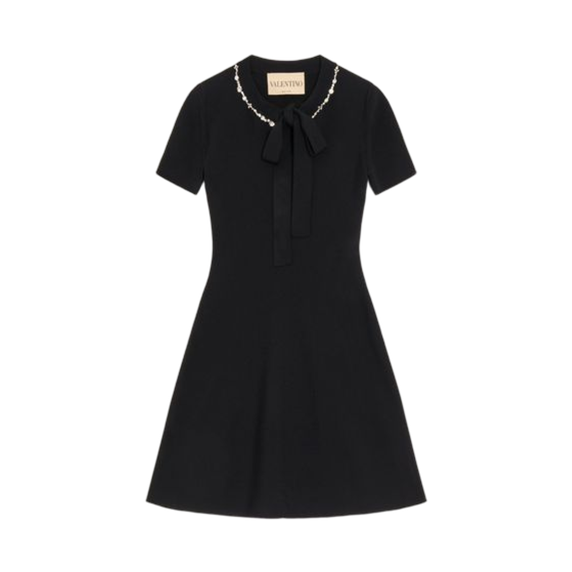 (W) 발렌티노 자수 니트 드레스 블랙((W) Valentino Embroidered Knit Dress Black) - 1