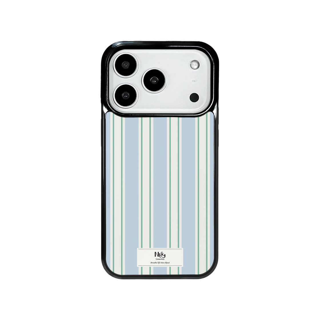 0014 NINETEENFRIDAY Stripe Vintage Magsafe Epoxy Case -  Sky blue mint