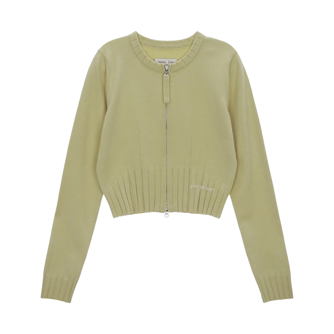 MK2477CD030MLM (W) Matin Kim Round Zip Up Crop Cardigan Lime