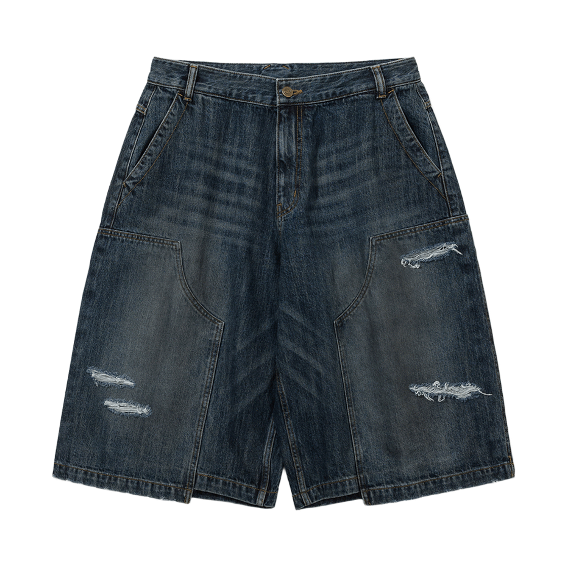 BSR26SSPT024 Bsrabbit Damaged Denim Shorts Vintage Indigo