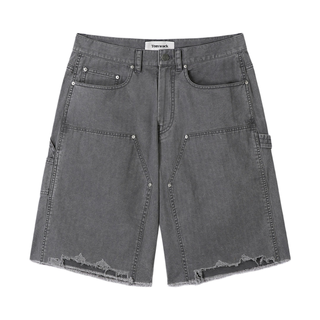 토니웩 핸드 디스트레스드 HBT 더블 니 쇼츠 페이디드 카본(Tonywack Hand Distressed HBT Double Knee Shorts Faded Carbon)