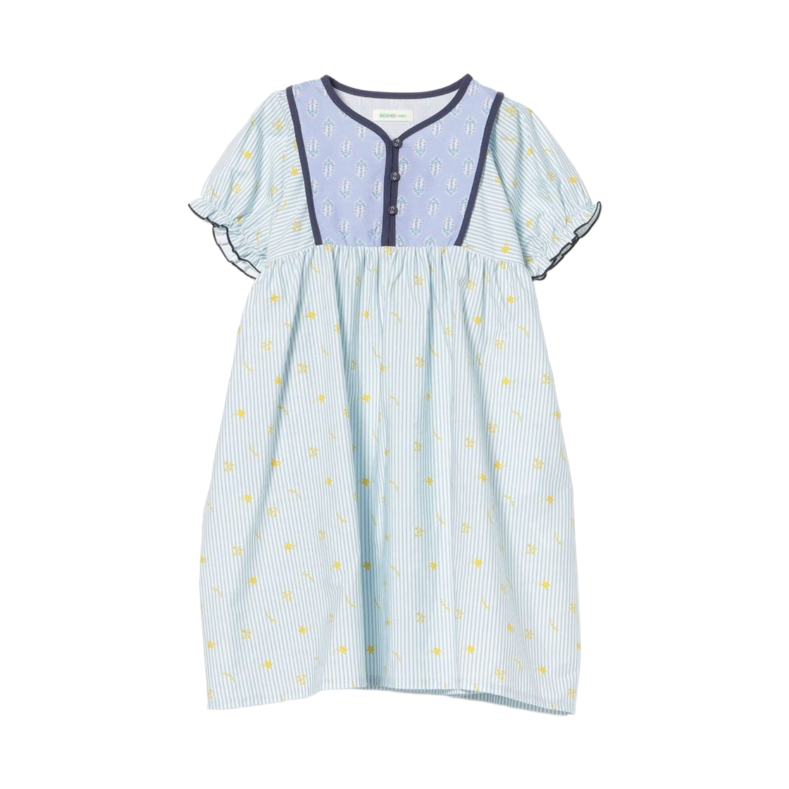 (키즈) 빔즈 미니 에스닉 프린트 드레스 삭스((Kids) Beams Mini Ethnic Print Dress Saxe) - 1
