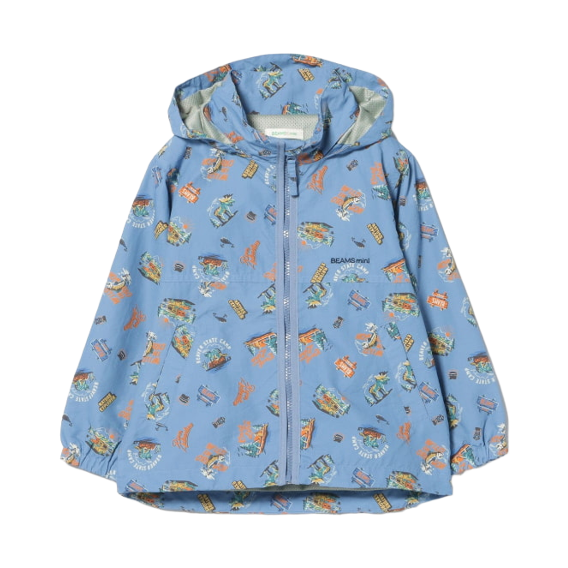 (키즈) 빔즈 미니 후드 스토리지 나일론 블루종 라이트 블루((Kids) Beams Mini Hood Storage Nylon Blouson Light Blue)