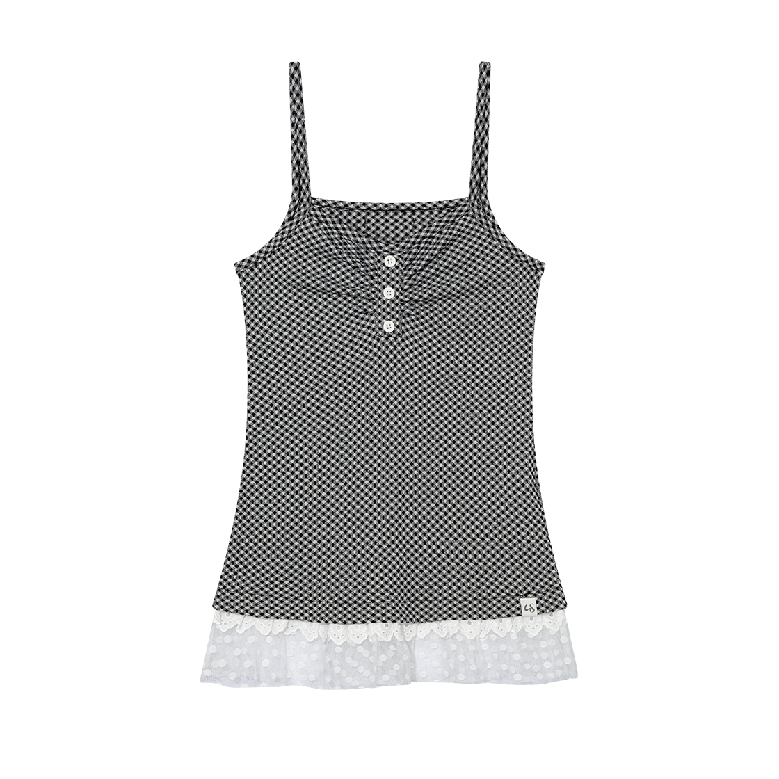 어글리쉐도우 체커드 레이스 슬리브리스 블랙