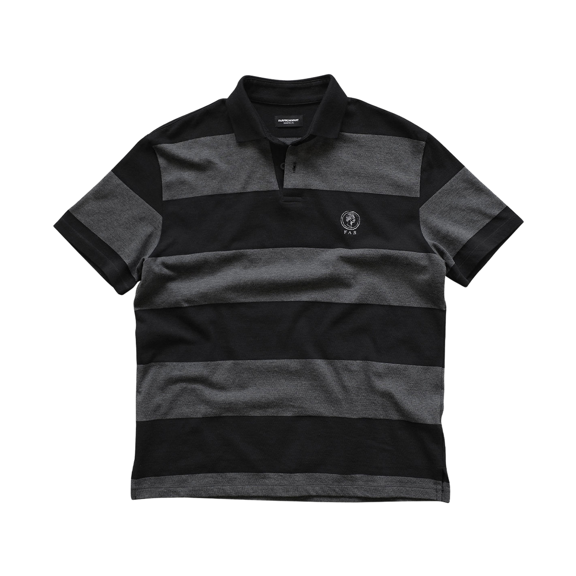 파프롬왓 파 와이드 스트라이프 카라 셔츠 블랙 앤 그레이(Farfromwhat Far Wide Stripe Collar Shirts Black&Gray)