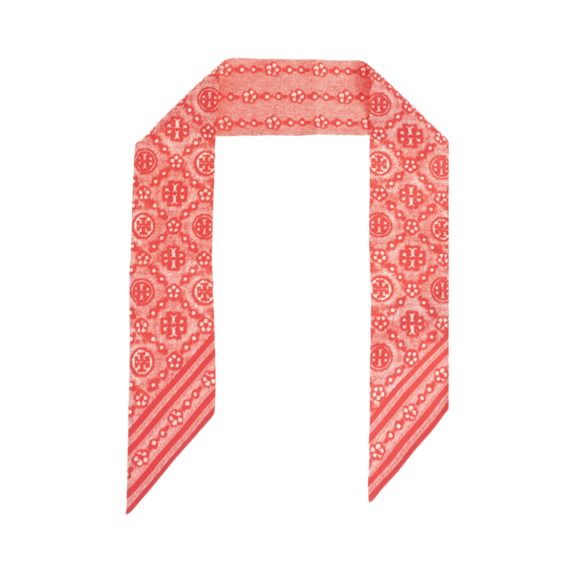 183194-600 (W) Tory Burch T Monogram Silk Scarf Red