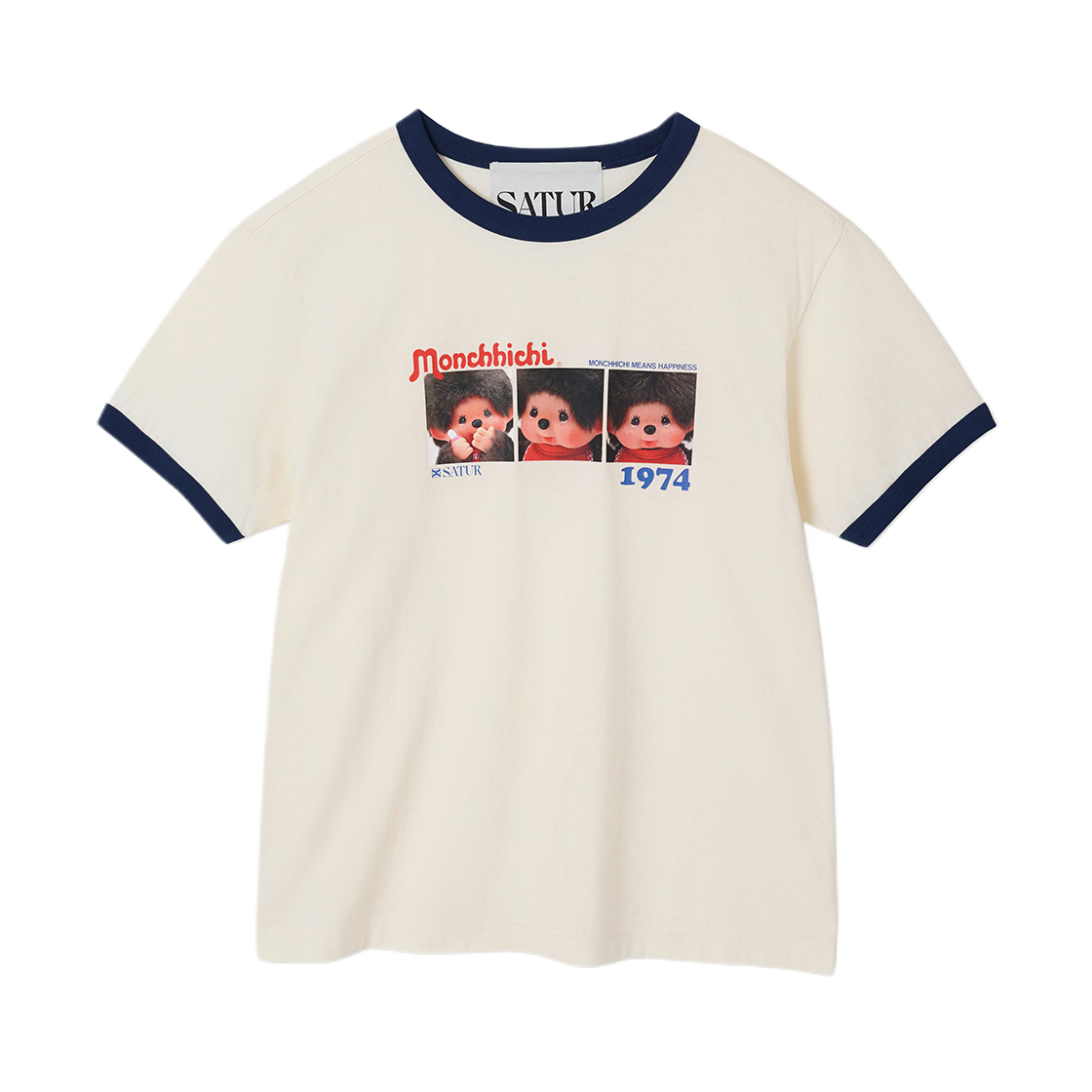 세터 x 몬치치 링거 반팔 티셔츠 크림(SATUR x Monchhichi Ringer T-Shirt Cream) - 1