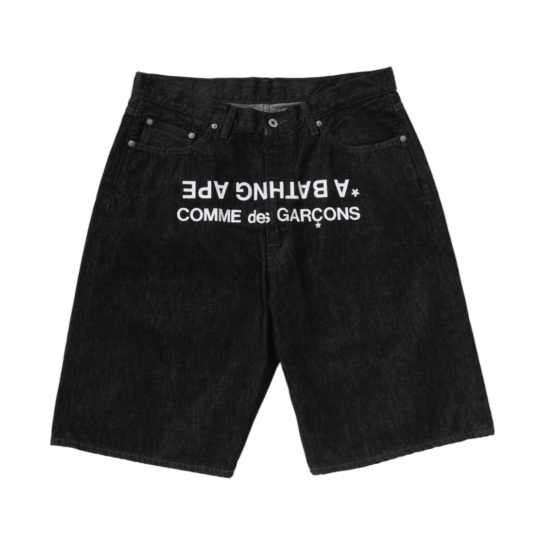 베이프 x 꼼데가르송 오사카 릴렉스드 핏 데님 쇼츠 블랙(BAPE x Comme des Garcons Osaka Relaxed Fit Denim Shorts Black)