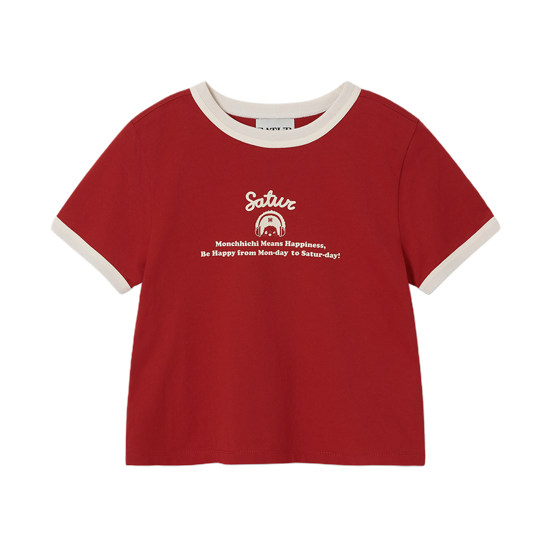 세터 x 몬치치 우먼 링거 반팔 티셔츠 레드(SATUR x Monchhichi W Ringer T-Shirt Red)