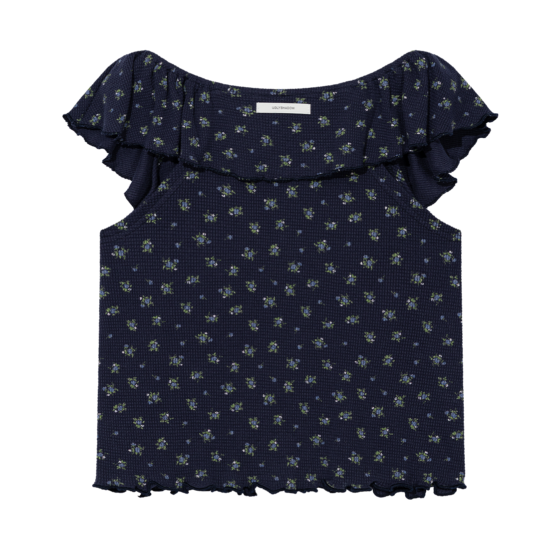 어글리쉐도우 러플 플라워 블라우스 네이비(UGLYSHADOW Ruffle Flower Blouse Navy) - 2