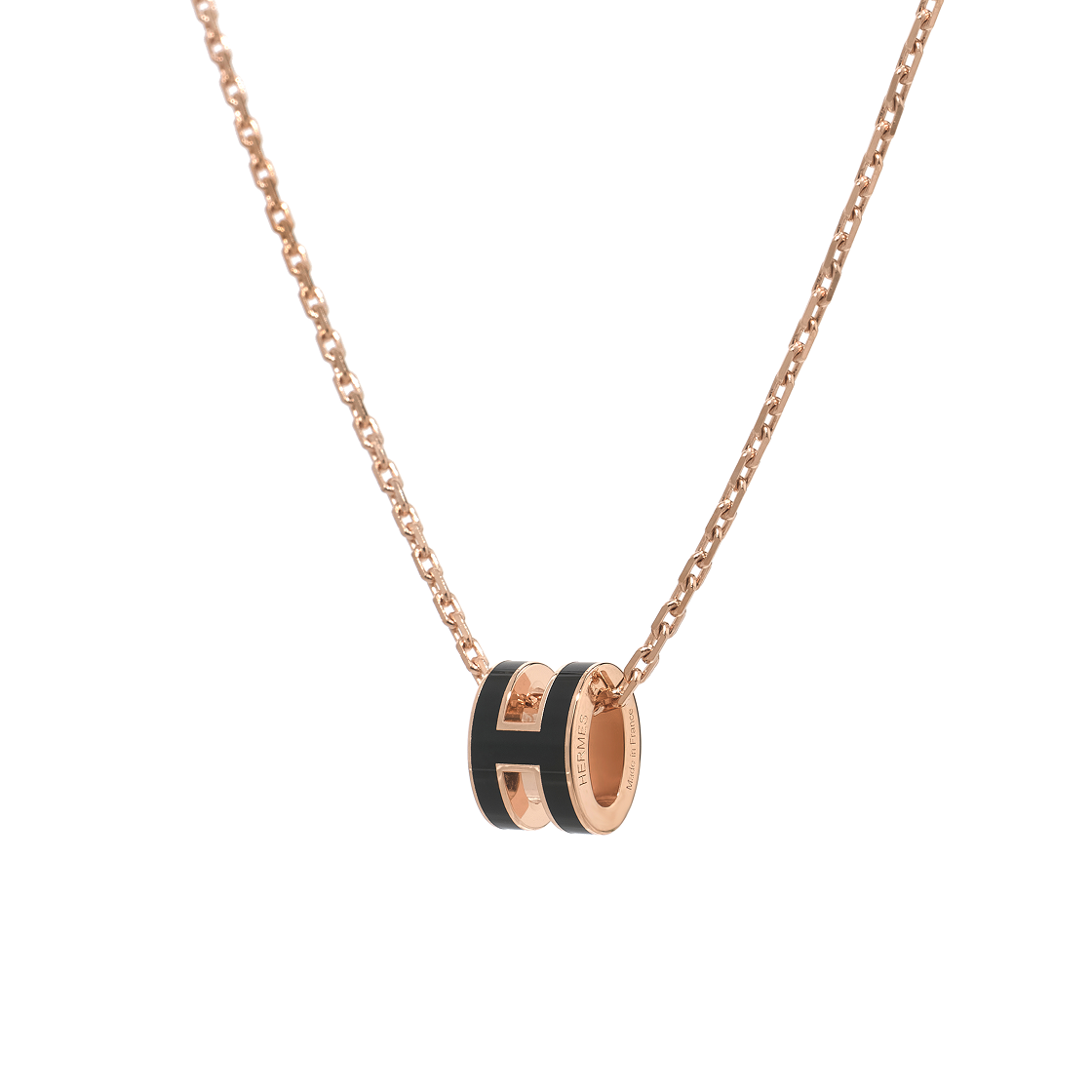 (W) 에르메스 미니 팝아슈 펜던트 로즈 골드 하드웨어 & 누아((W) Hermes Mini Pop H Pendant Rose Gold & Noir) - 2