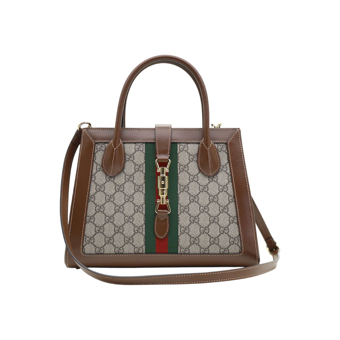 구찌 649016 브라운 레더 GG 수프림 금장 재키 1961 미디엄 토트백(Gucci 649016 Brown Leather GG Supreme Gold Hardware Jackie 1961 Medium Tote Bag) - 1