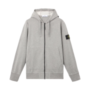 Stone Island 6100061 Organic Melange Cotton Fleece Regular-Fit Zip-Up Hooded Sweatshirt with Pockets Dust Grey Melange - 26SS