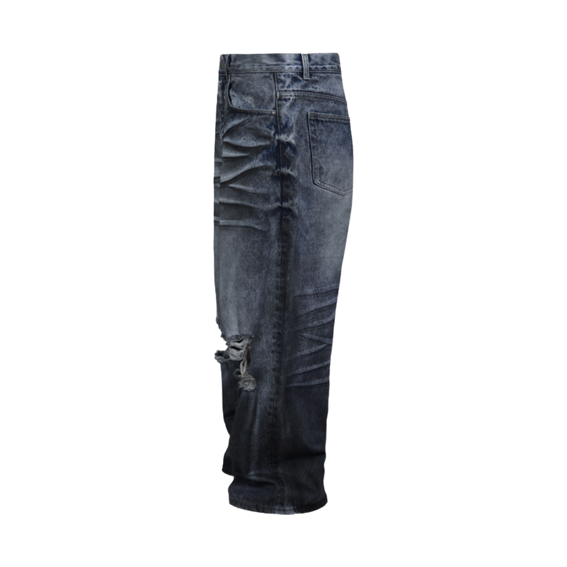 코너블레스 와이드 디스트로이드 더티 데님 팬츠 다크블루(CORNERBLESS Wide Destroyed Dirty Denim Pants Dark Blue) - 2