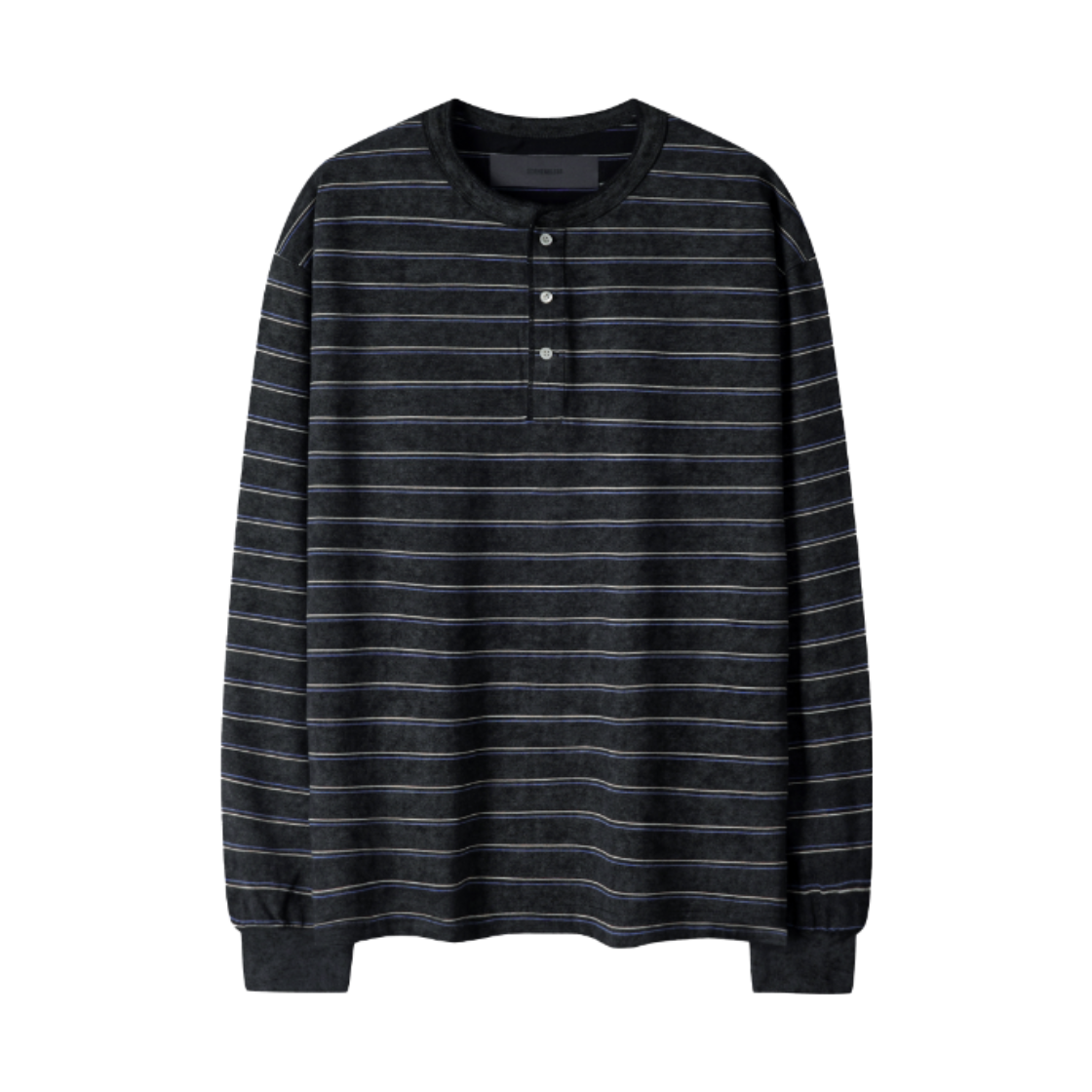 코너블레스 워시드 스트라이프 헨리넥 롱 슬리브 블랙(Cornerbless Washed Stripe Henley Neck Long Sleeve Black)