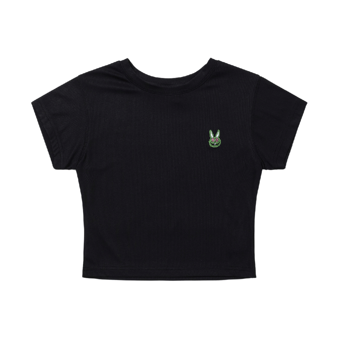 비에스래빗 트리피 래빗 우먼스 숏 크롭 반팔티셔츠 블랙(Bsrabbit Trippy Rabbit Women's Short Crop SST Black) - 1