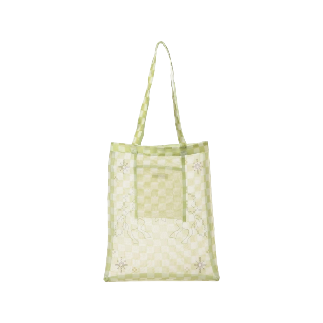 레이 빔즈 x 카세리니 튤 자수 토트백 라임 그린(Ray Beams x Casselini Tulle Embroidered Tote Bag Lime Green) - 2