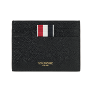 Thom Browne Pebble Grain Leather Stripe Single Card Holder Black