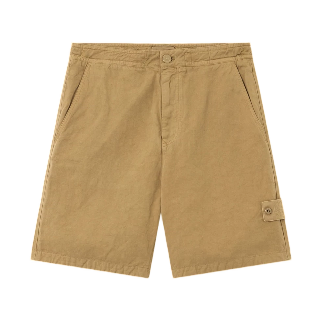 L1S15L1000-03S0F36-V0098 Stone Island L100003 Cotton Linen Canvas_S.I.Ghost Comfort-Fit Bermuda Shorts with Drawstring Waist Dark Beige - 26SS