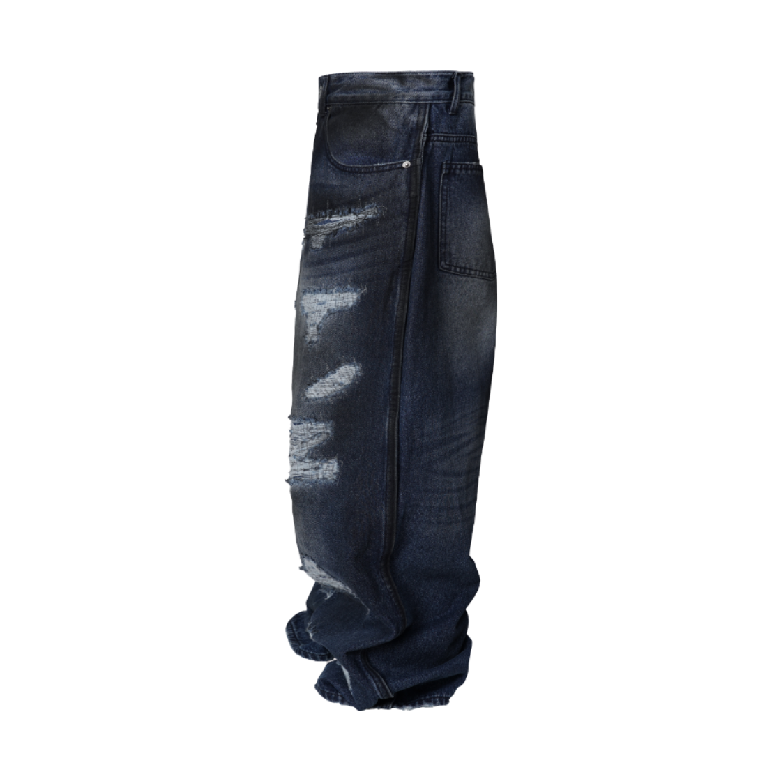 코너블레스 퀼티드 더티 데님 팬츠 미드블루(Cornerbless Quilted Dirty Denim Pants Mid Blue) - 2