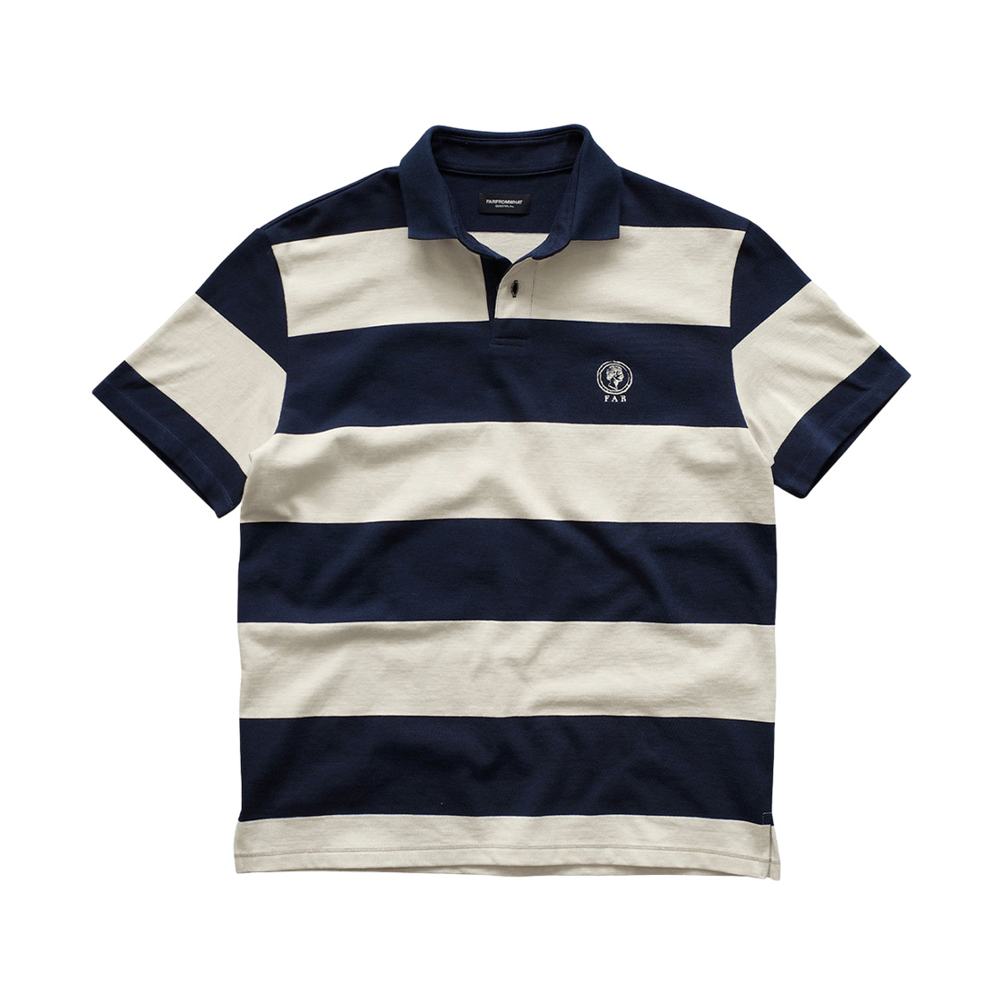 파프롬왓 파 와이드 스트라이프 카라 셔츠 네이비 앤 화이트(Farfromwhat Far Wide Stripe Collar Shirts Navy&White)