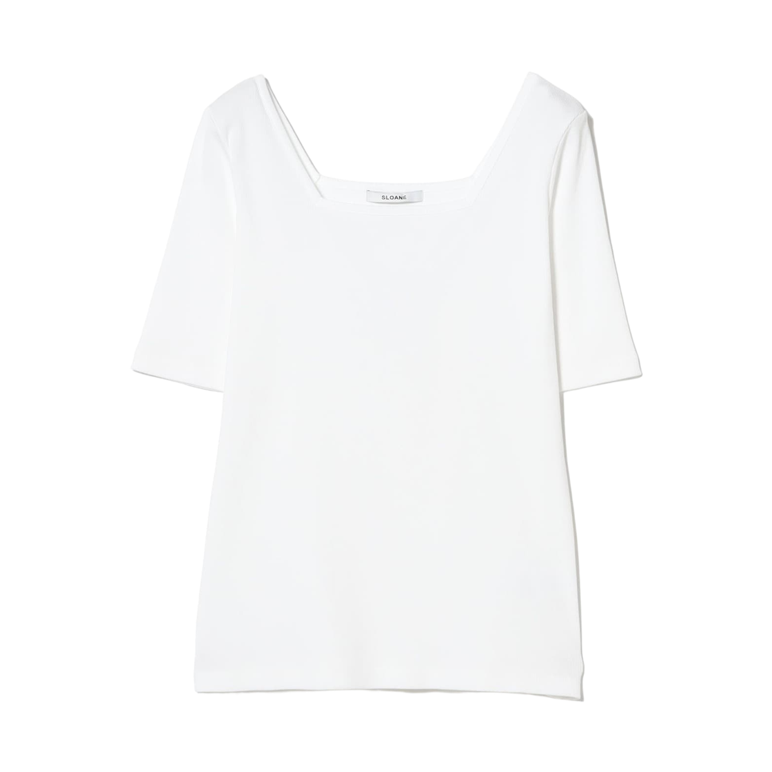 64-04-0424-355 (W) Demi-Luxe Beams x Kanako Sato x Sloane Square Neck Ribbed T-Shirt White