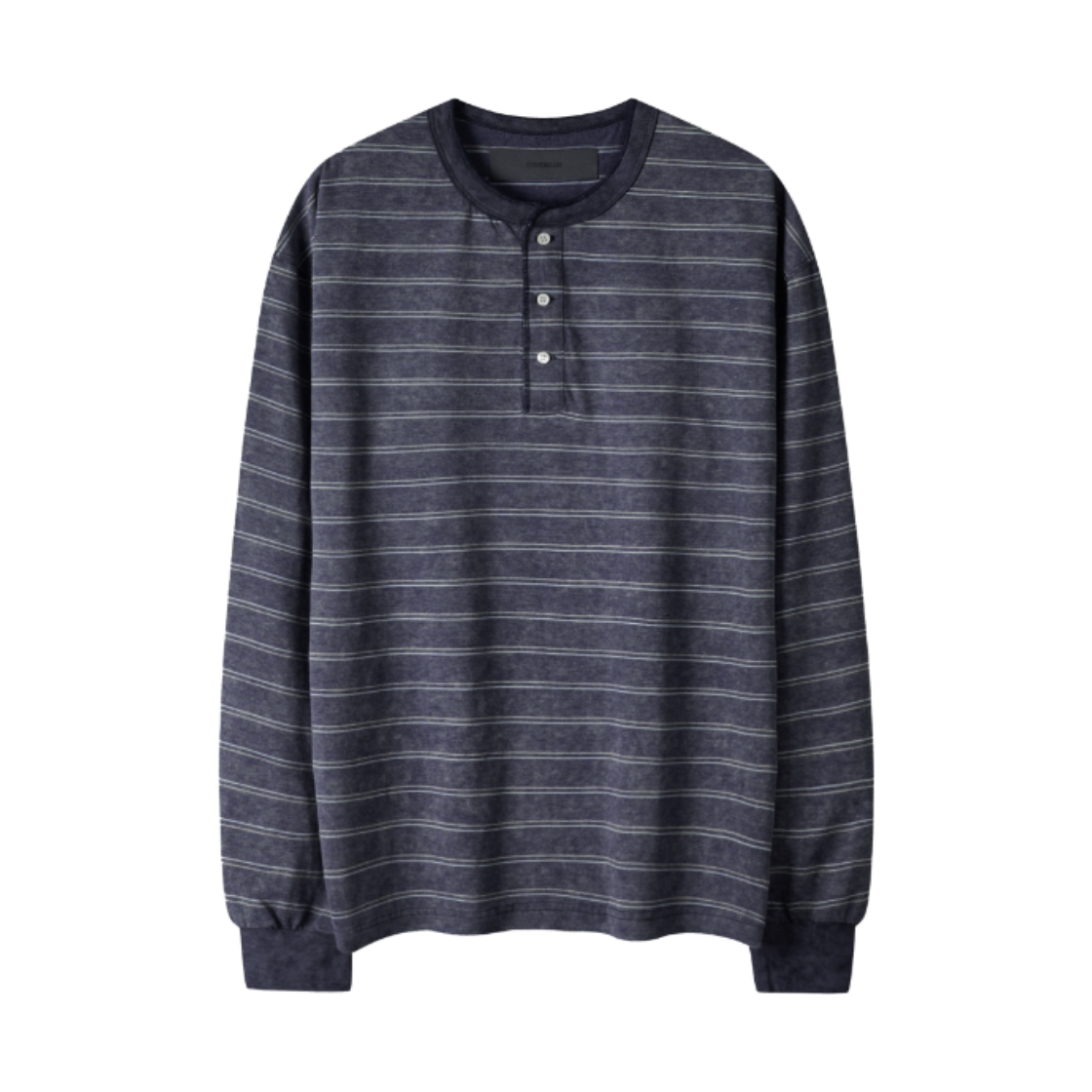 코너블레스 워시드 스트라이프 헨리넥 롱 슬리브 블루(Cornerbless Washed Stripe Henley Neck Long Sleeve Blue)