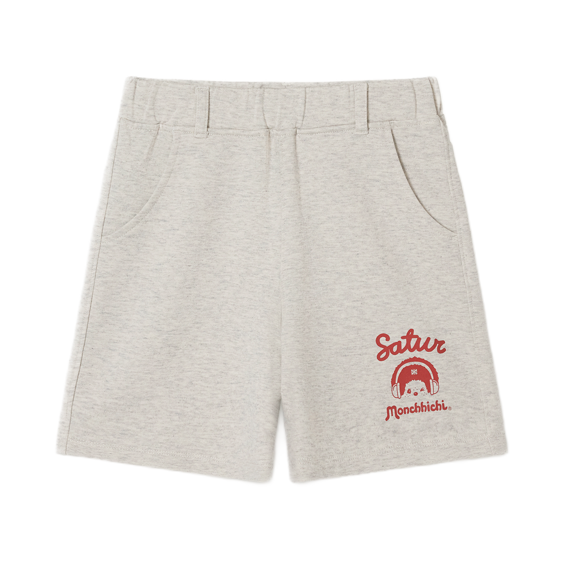 세터 x 몬치치 키즈 이지 쇼츠 멜란지 화이트(SATUR x Monchhichi K Easy Shorts Melange White)
