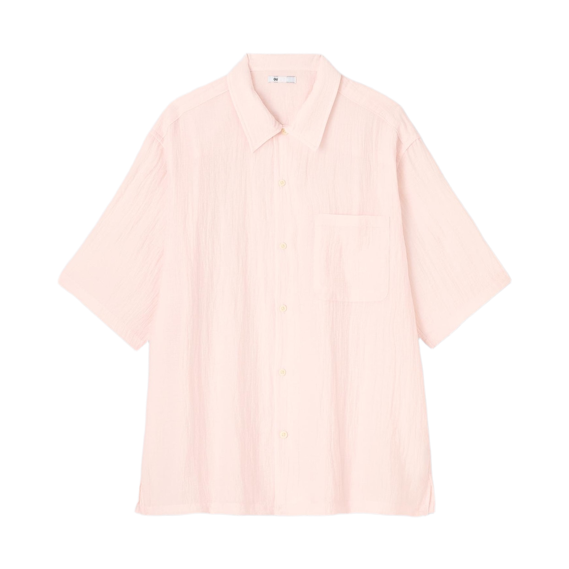 359763-11 GU Textured Half Sleeve Shirt Pink