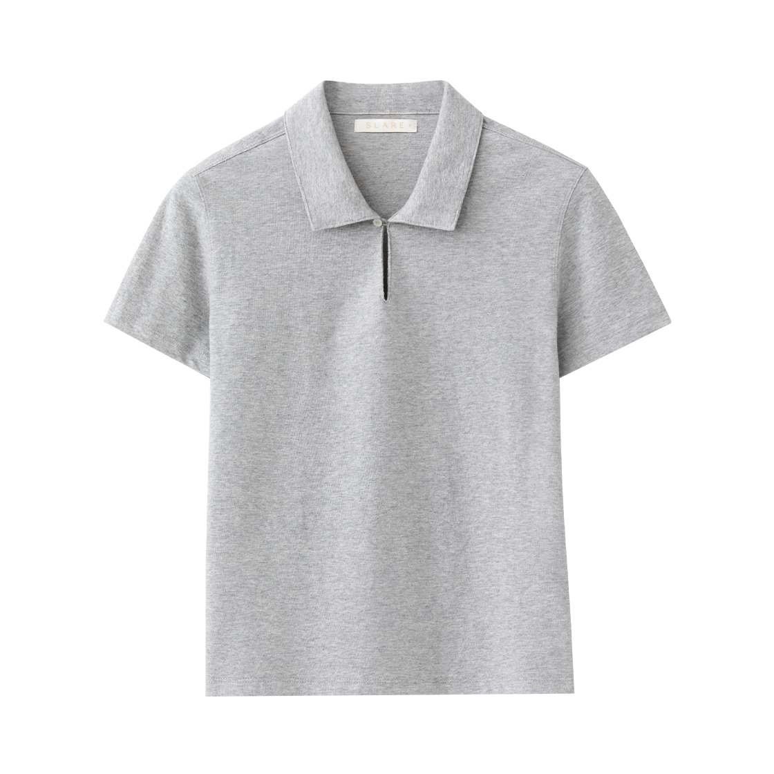 (W) 수아레 우먼 버튼 카라 하프슬리브 멜란지 그레이((W) Suare Women Button Collar Half Sleeve Melange Gray)