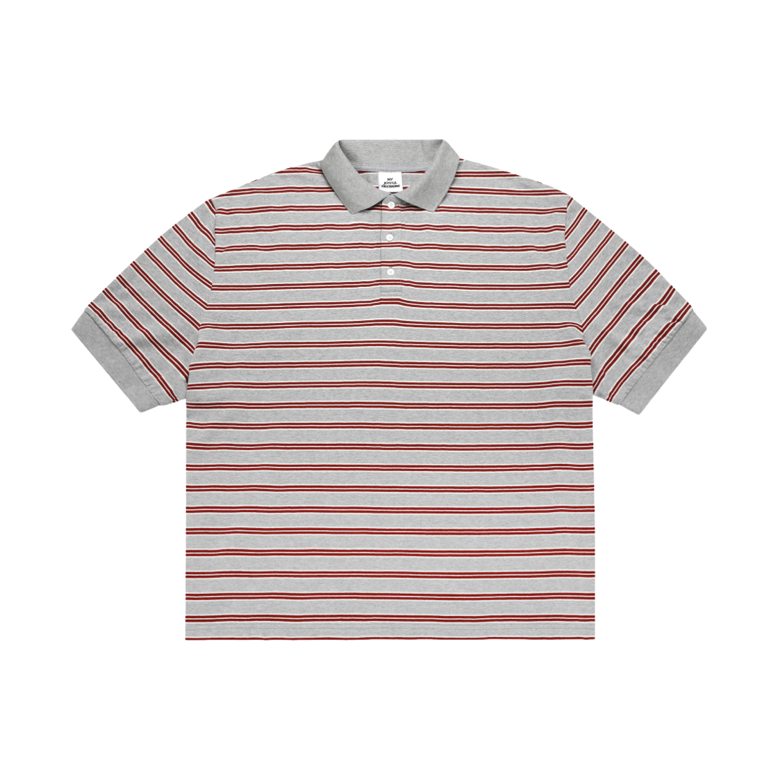 엠제이디 오버사이즈 스트라이프 폴로 멜란지 그레이(MJD Oversized Striped Polo Melange Grey)
