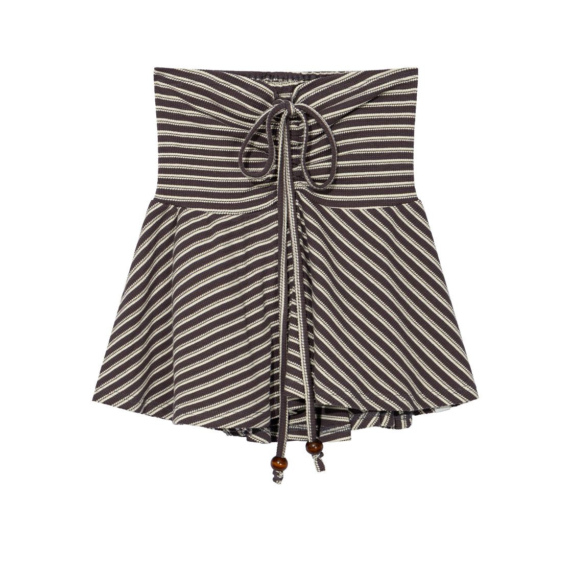 어글리쉐도우 스트라이프 셔링 플레어 탑 차콜(UGLYSHADOW Stripe Shirring Flare Top Charcoal)