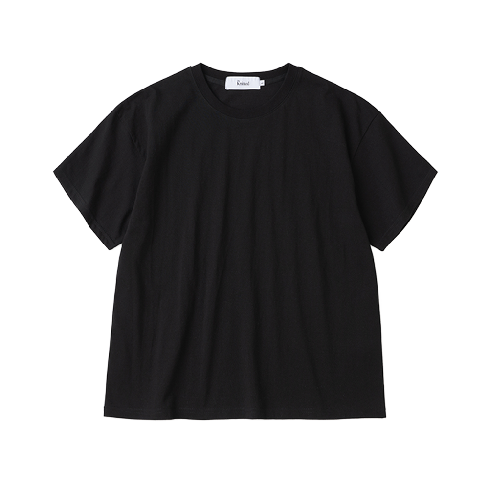 니티드 코튼 크롭 티셔츠 블랙(Knitted Cotton Crop T-Shirts Black)