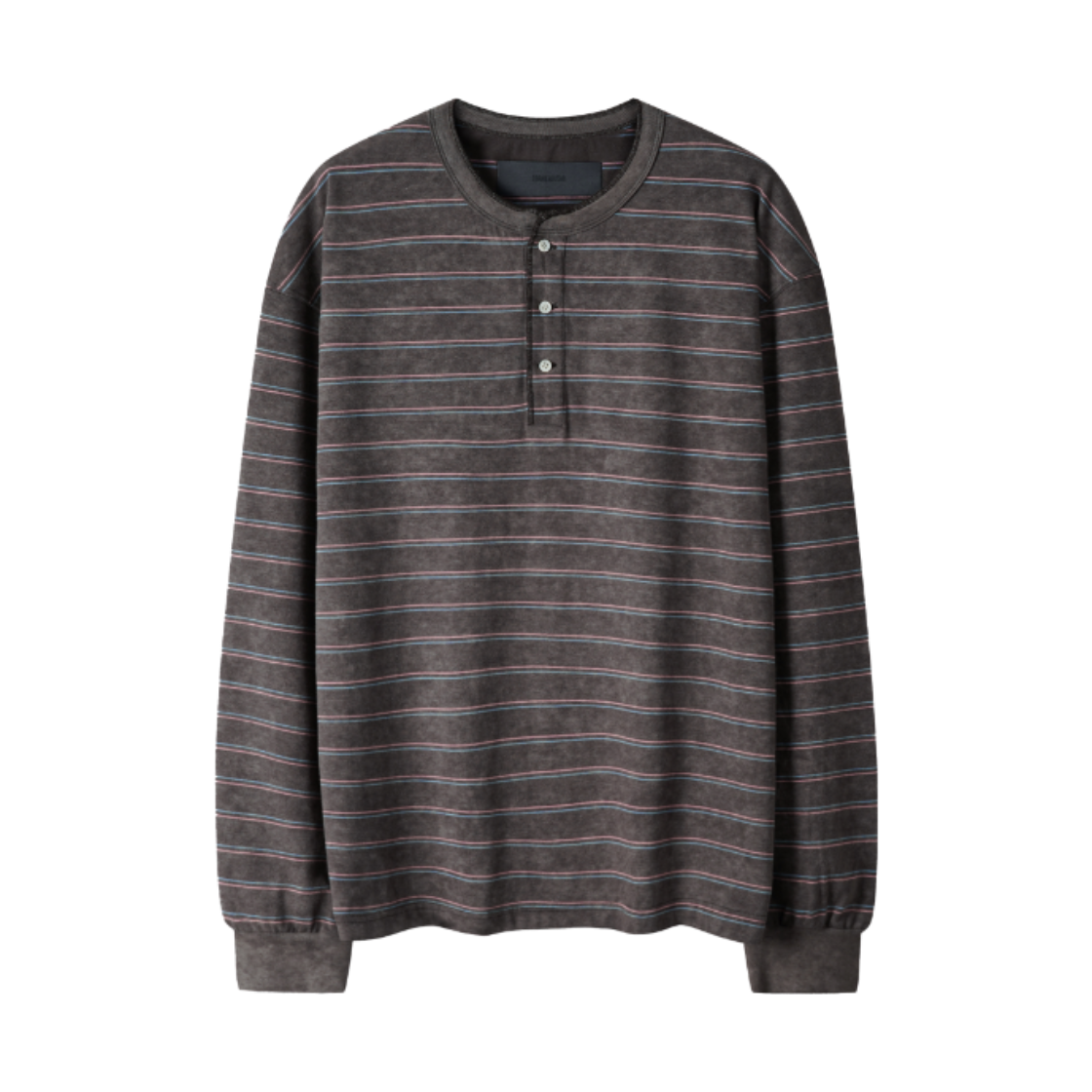 코너블레스 워시드 스트라이프 헨리넥 롱 슬리브 브라운(Cornerbless Washed Stripe Henley Neck Long Sleeve Brown)