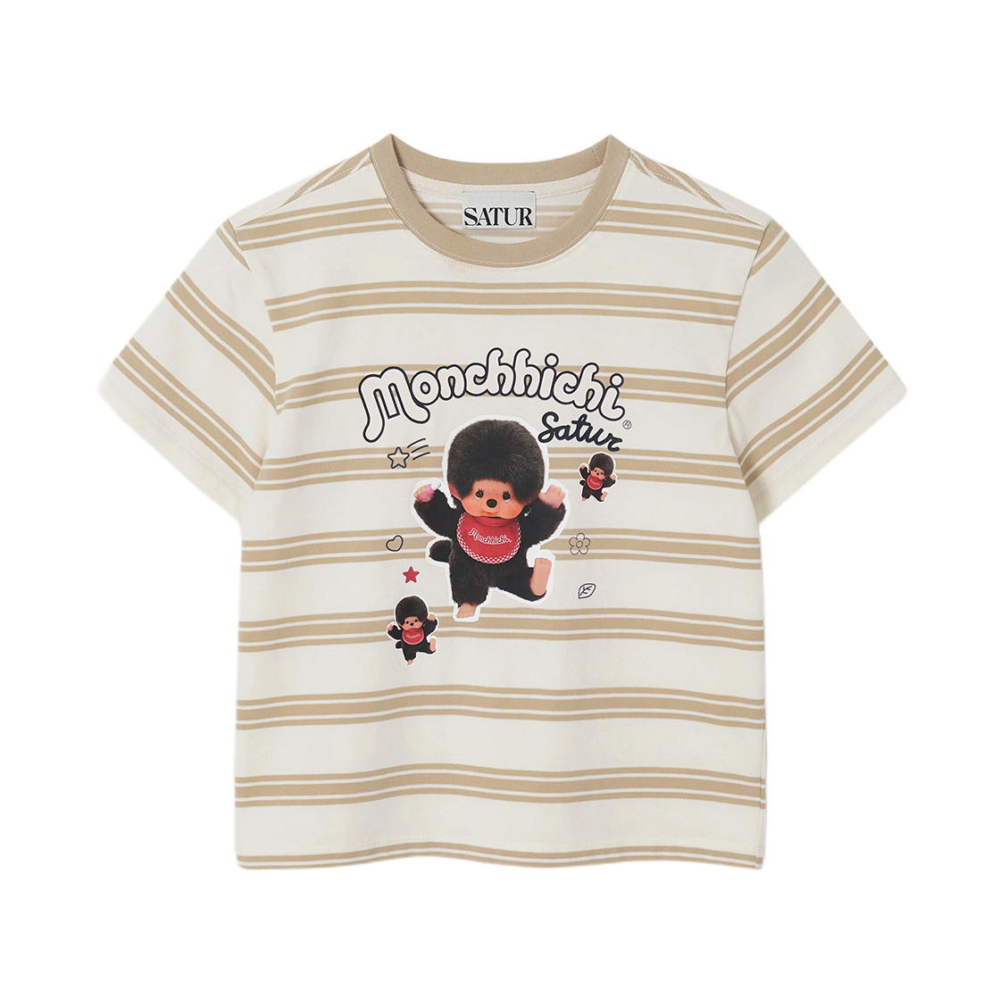 세터 x 몬치치 키즈 스트라이프 반팔 티셔츠 크림(SATUR x Monchhichi K Stripe T-Shirt Cream)