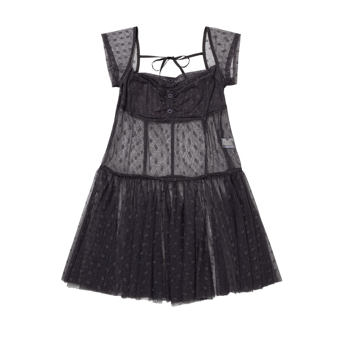 어글리쉐도우 플라워 매쉬 드레스 차콜