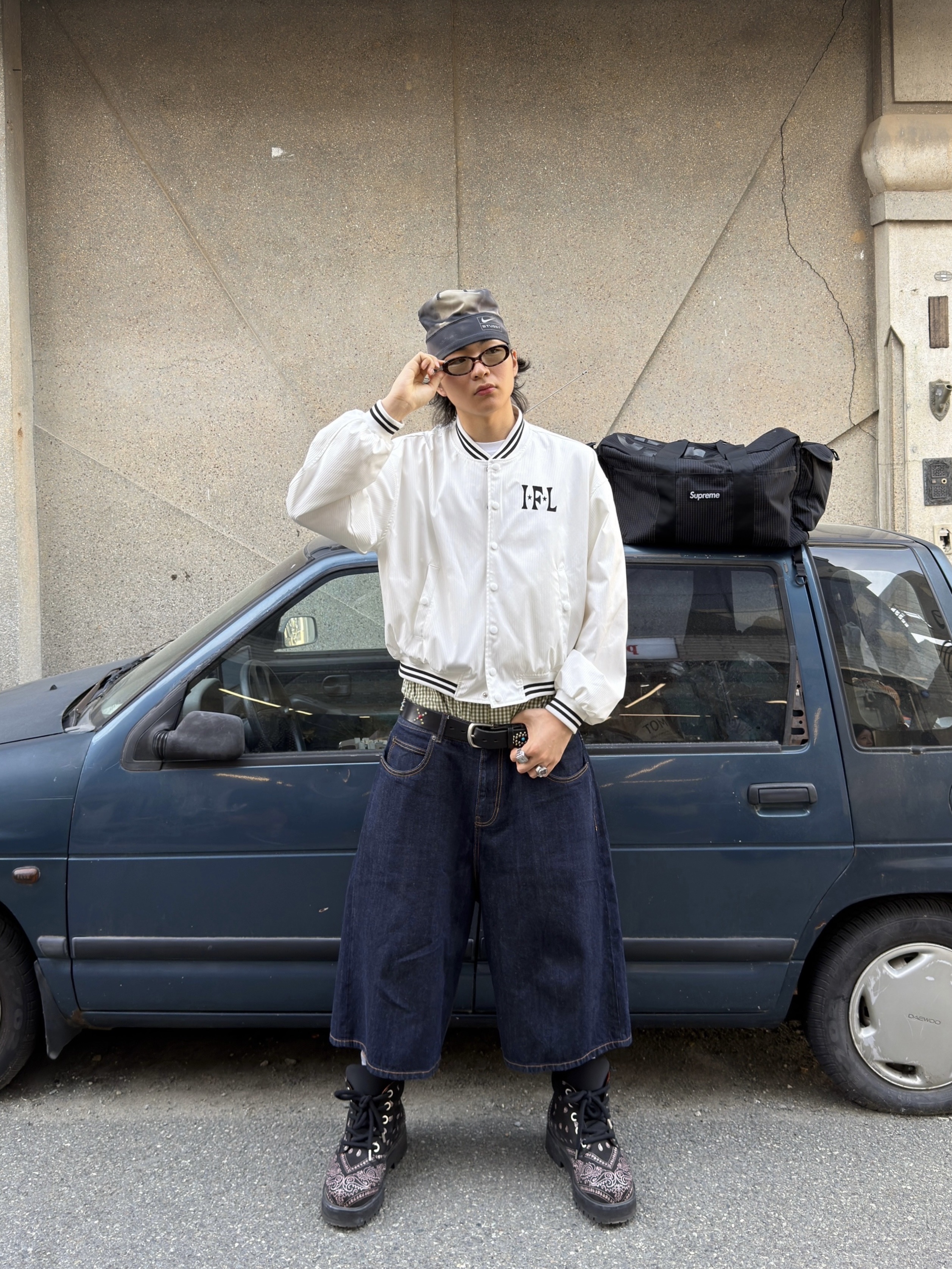 Nike x Stussy Skull Cap Multi, Supreme Duffle Bag Black - 24SS 착용 스타일 - 1