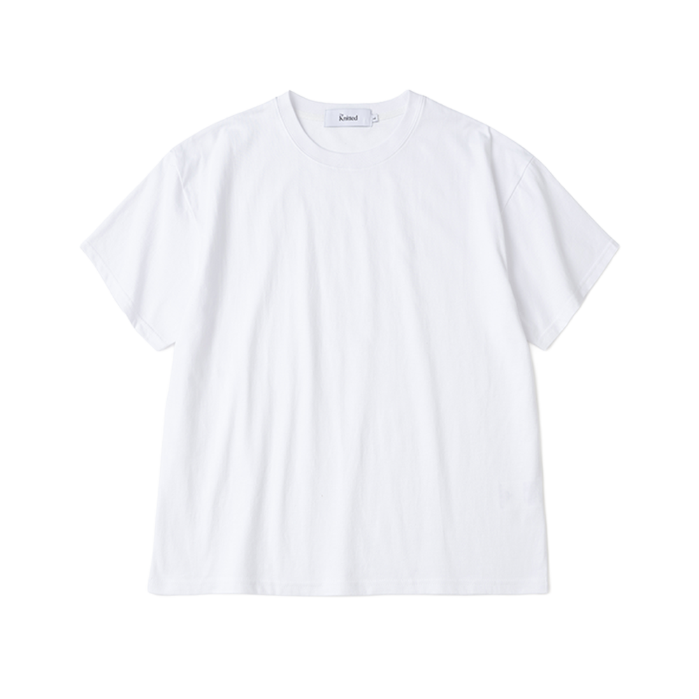 니티드 코튼 크롭 티셔츠 화이트