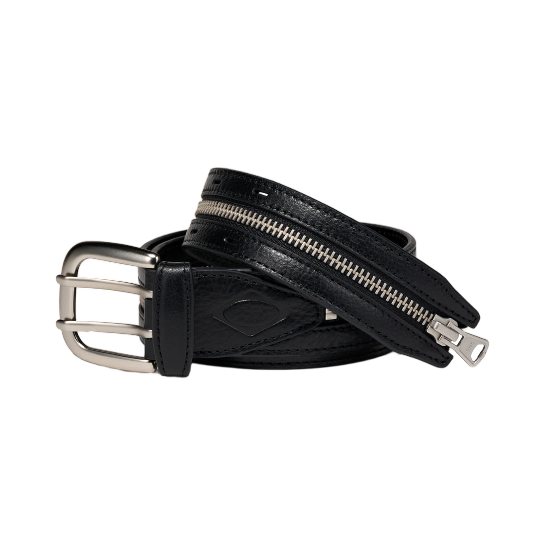 (W) 미스치프 롬버스 집 레더 벨트 블랙((W) Mischief Rhombus Zip Leather Belt Black)
