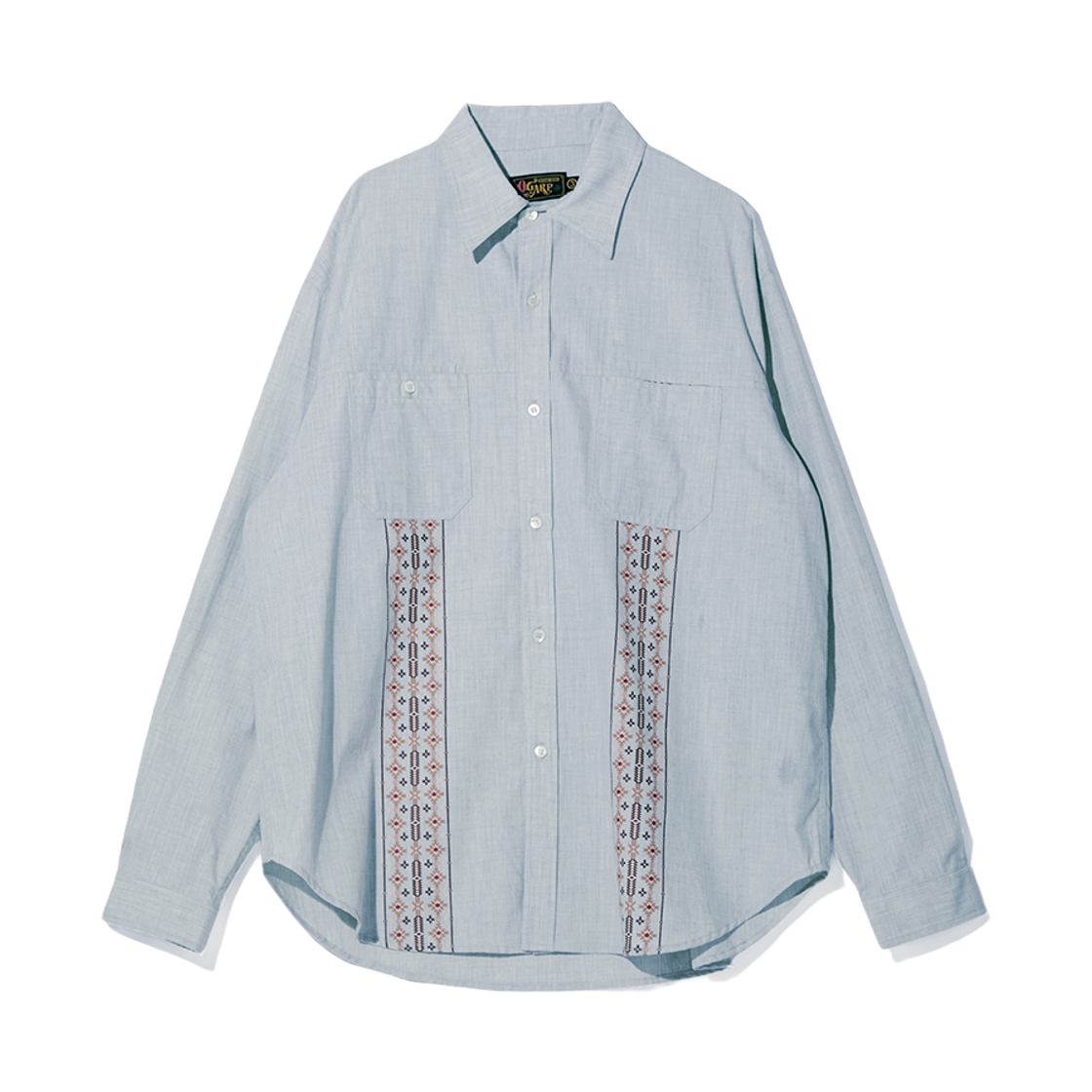 오가프 나바호 프린팅 롱 슬리브 셔츠 블루화이트(Ogarp Navaho Pringting Long Sleeve Shirt BlueWhite)