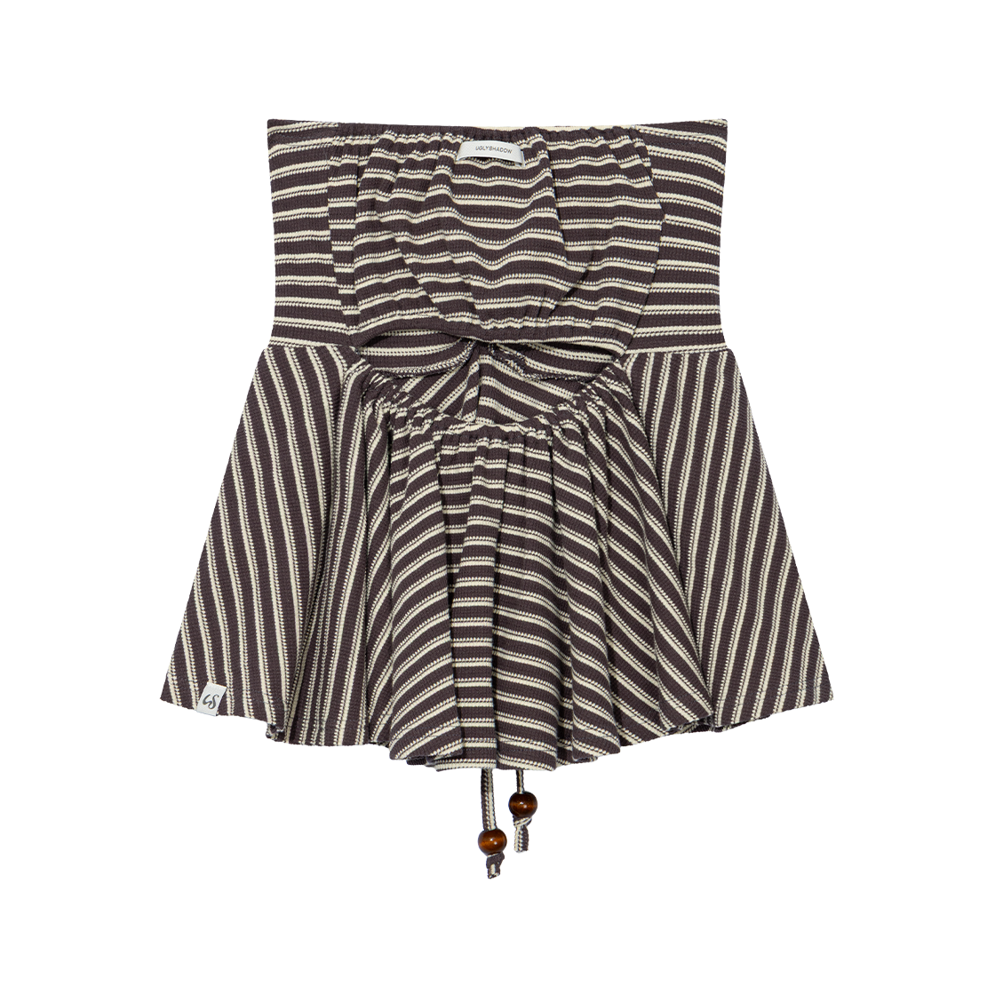 어글리쉐도우 스트라이프 셔링 플레어 탑 차콜(UGLYSHADOW Stripe Shirring Flare Top Charcoal) - 2