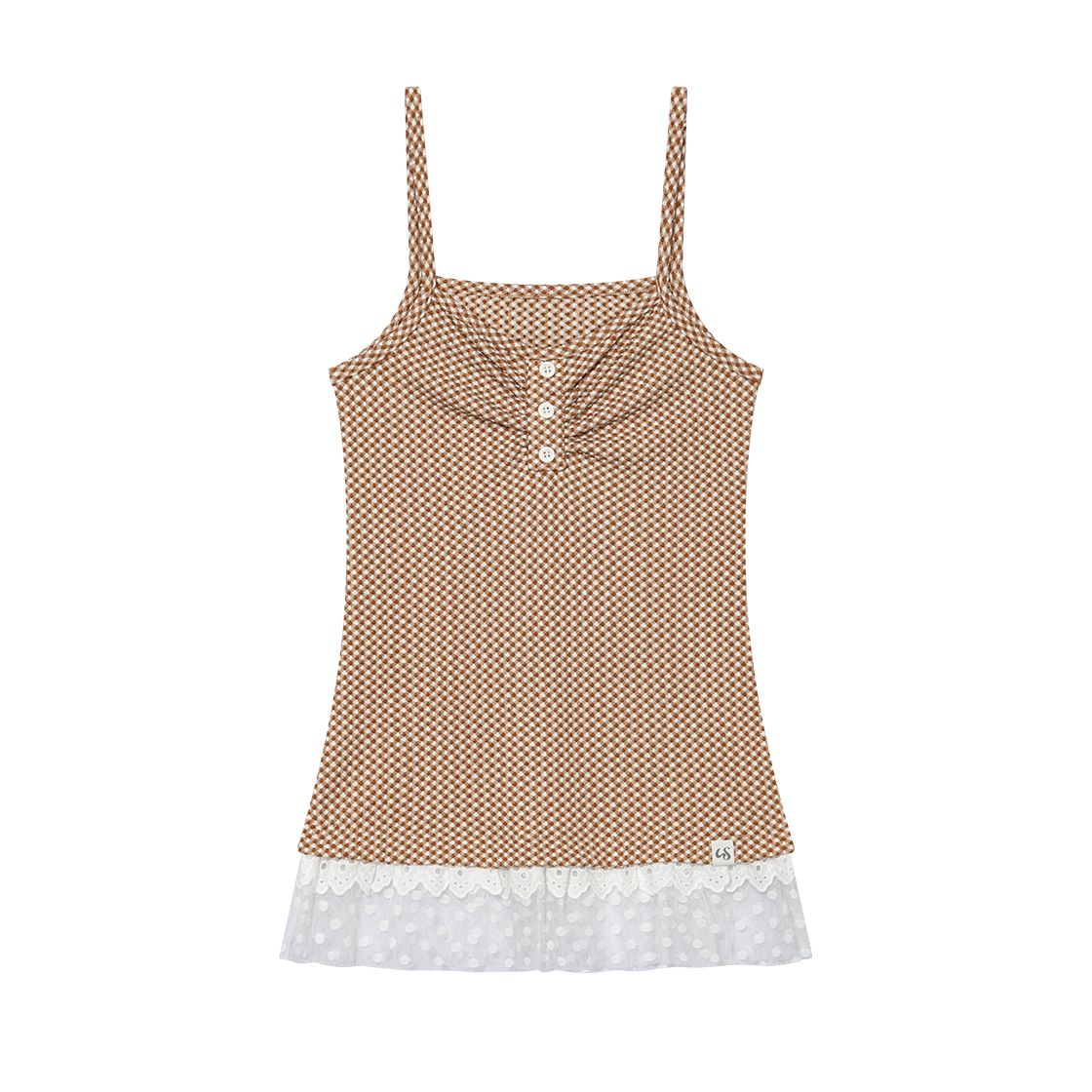 어글리쉐도우 체커드 레이스 슬리브리스 브라운(UGLYSHADOW Checkered Lace Sleeveless Brown)