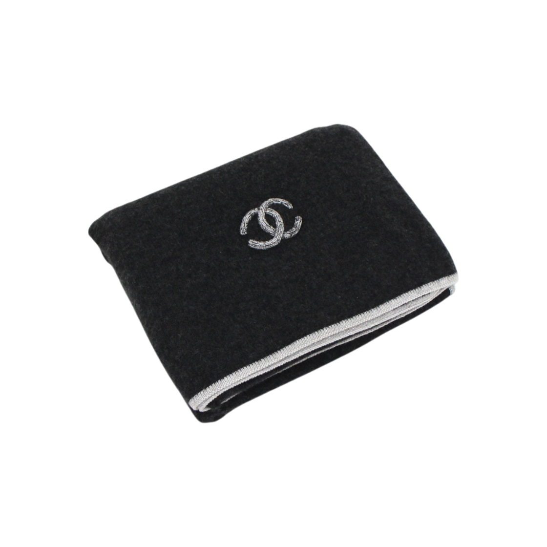 샤넬 블랙 캐시미어 혼방 CC로고 자수 머플러aa63232(Chanel Black Cashmere Blend CC Logo Embroidered Scarf) - 1