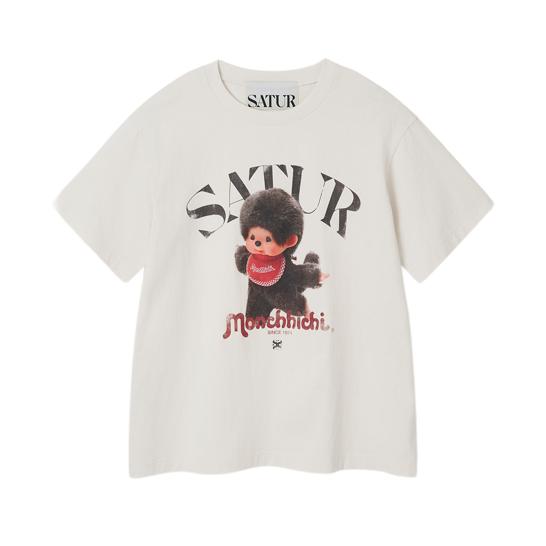 세터 x 몬치치 아치 로고 반팔 티셔츠 화이트(SATUR x Monchhichi Arch Logo T-Shirt White) - 1