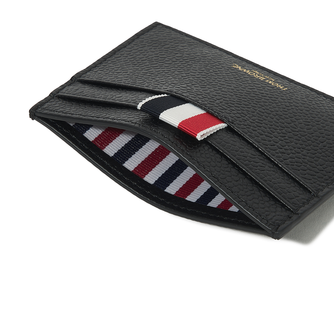 톰브라운 페블 그레인 레더 스트라이프 싱글 카드 홀더 블랙(Thom Browne Pebble Grain Leather Stripe Single Card Holder Black) - 3
