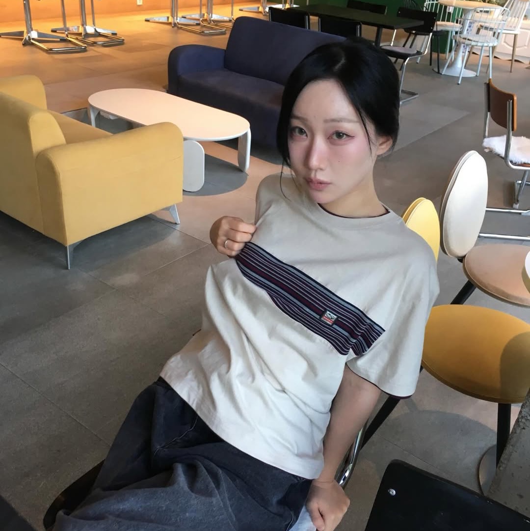 SPORT CHAMBER Spectrum T-shirt LIGHT BEIGE 착용 스타일 - 1