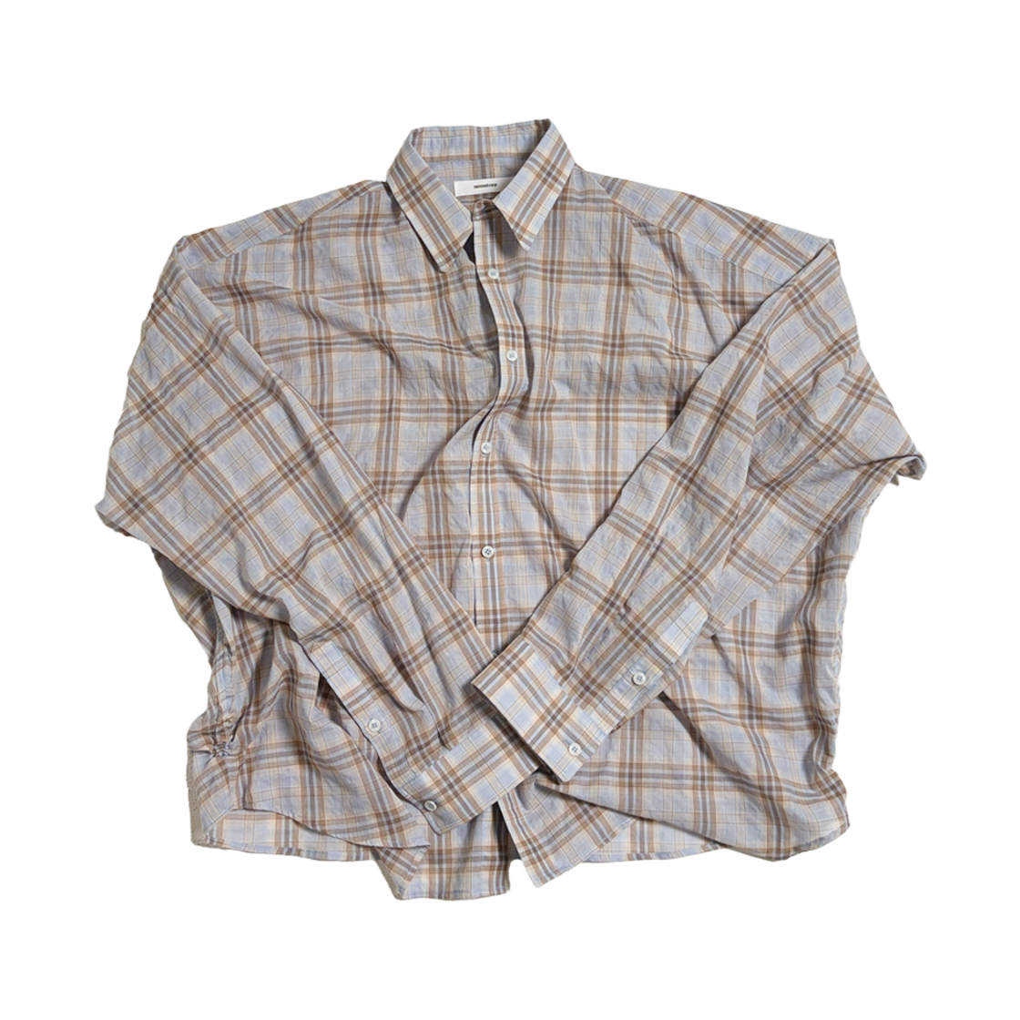 논노드 플렉시블 시어 체크 셔츠 애쉬 그레이(Nonnod Flexible Sheer Check Shirt Ash Gray)
