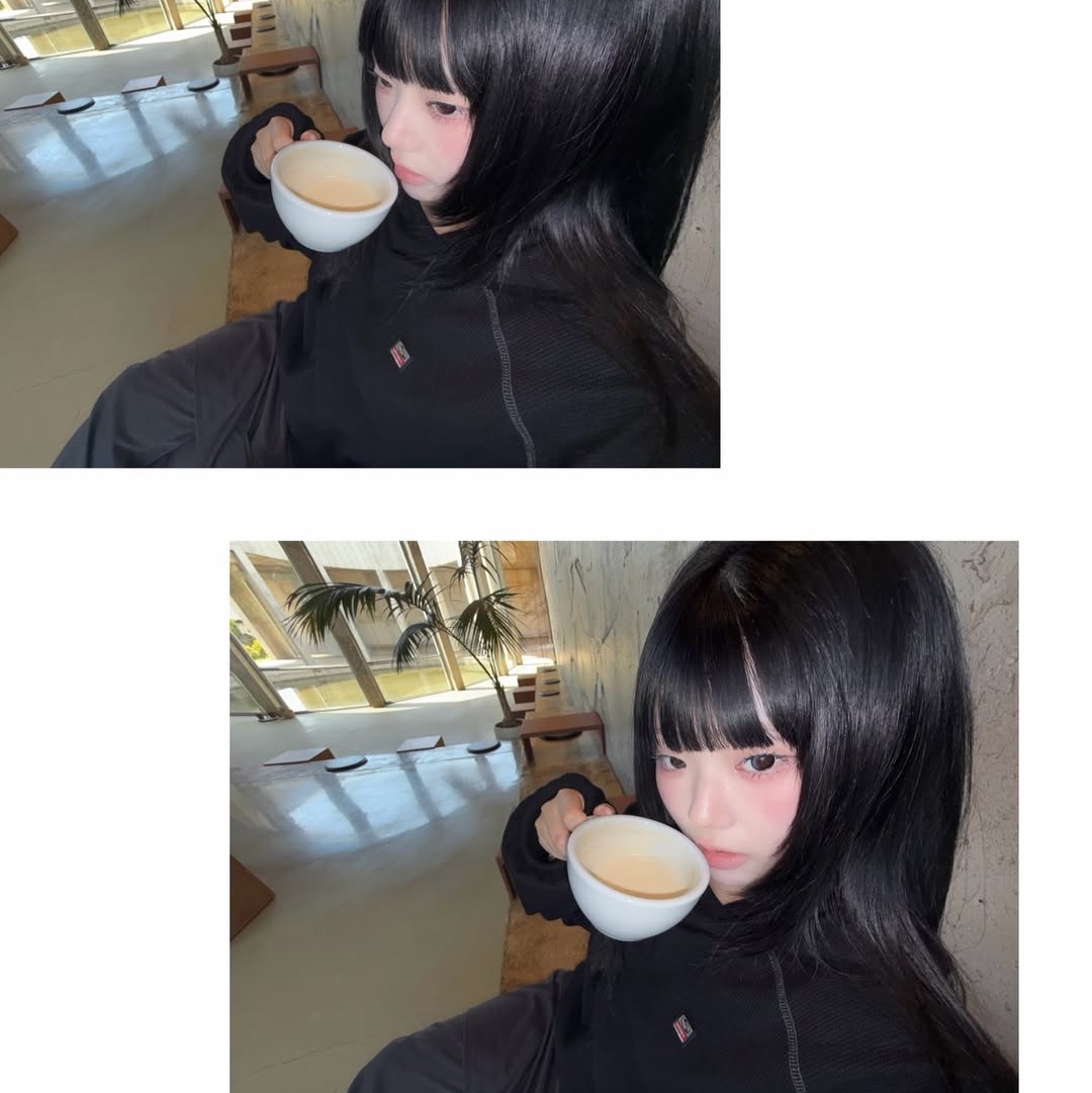 SPORT CHAMBER SC Waffle Ear-Open Hood T-shirt BLACK 착용 스타일 - 6