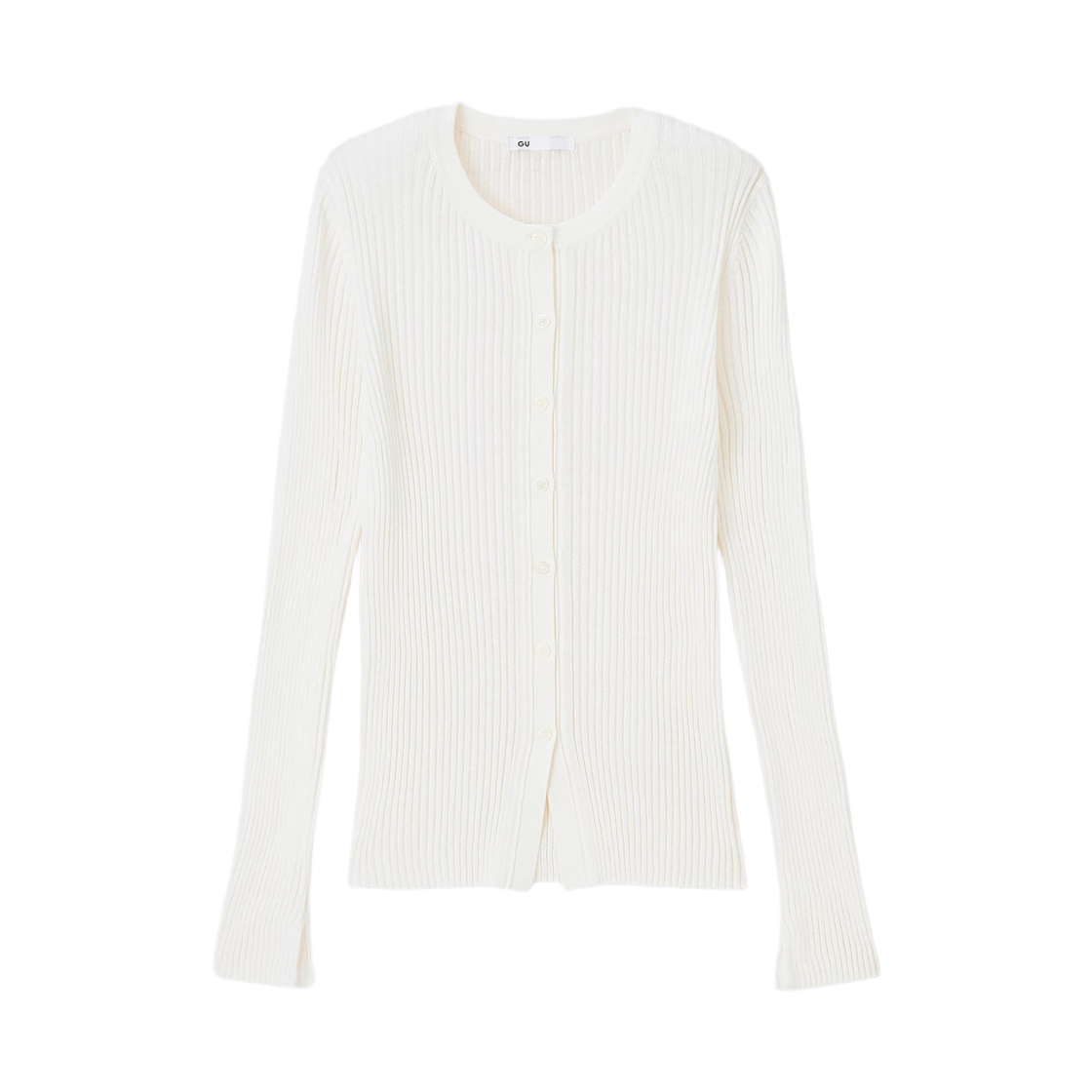 359646-01 (W) GU Sheer Ribbed Cardigan Off White