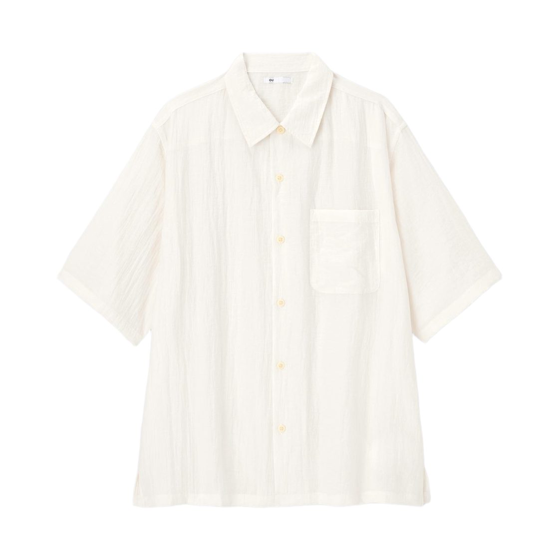 359763-01 GU Textured Half Sleeve Shirt Off White